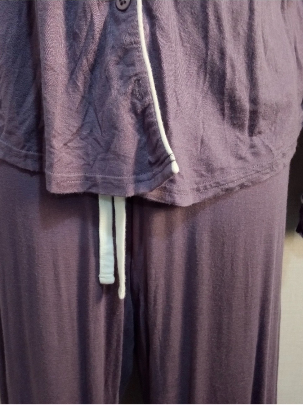 bebe Lavender-Purple Long Sleeve Pajama Set with White Piping - Picture 2 of 7